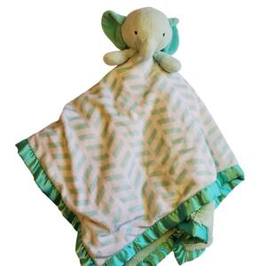Cloud‎ Island Lovey Elephant Security Blanket Large Mint Green Plush Satin Trim